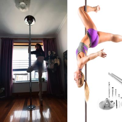 Stripper Poles for Home Heavy Duty, 7 8 9 9.5 10 10.5 11 12 12.5 feet Tall Dancing Pole Portable Removable Adjustable 45mm, Spinning Static Dance Pole with Extension Accessories Kit(7.3ft-9ft/224CM-27