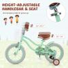 BABY JOY Kids Bike, 12 14 16 18 Inch Boys Girls Bike for 3-8 Years Old w/Training Wheels, Adjustable Seat, Removable Basket, Handbrake & Coaster Brake, Kids Bicycle-Multicolor (14 Inch, Green) view 2