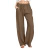 Xiaojmake Womens Summer Cotton Linen Pants Wide Leg Casual Drawstring High Waist Palazzo Pants Loose Trousers with Pockets view 1