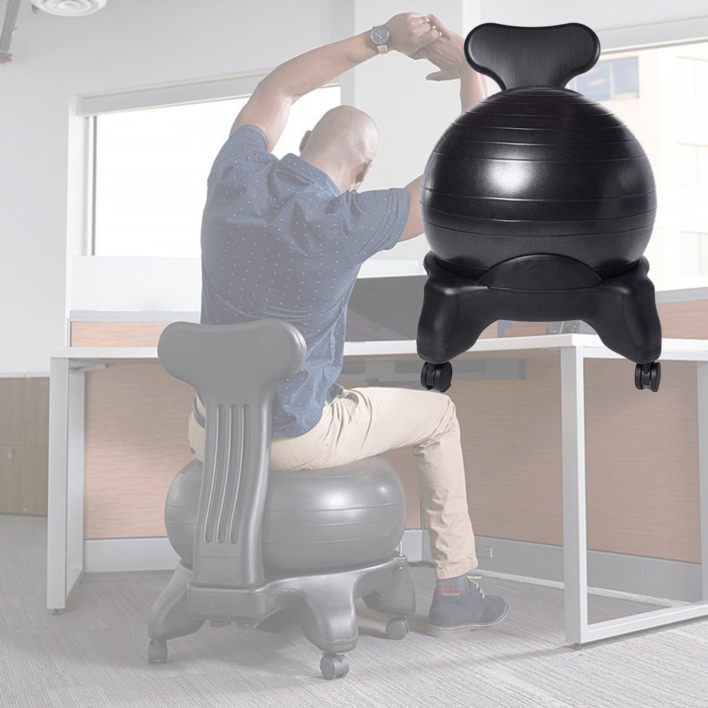 EXCLURA Yoga Ball Office Desk Chair for Adults, Ergonomic Exercise Ball Chair with Wheels  Back, Relieve Back Pain Stability Balance Ball