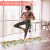 Yoga Mat Towel, Pastoral Sunflower Green Leaf Non Slip Hot Yoga Mat Towels with Corner Pockets, Floral Plant on Retro Letter Soft Sweat Absorbent Yoga Blankets for Hot Yoga Pilates Workout,26"x74" view 2