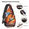 Dwrepo Sling Bag for Women Men Crossbody Bag Sunset Beach Palm Tree Chest Bag Hiking Daypack Fanny Pack Sling Backpack, Black view 4