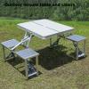Folding Camping Table Portable Aluminum Folding Table, Integrated Portable Table and Chairs with Carry Handle for Outdoor Indoor Hiking Camp BBQ Beach view 2