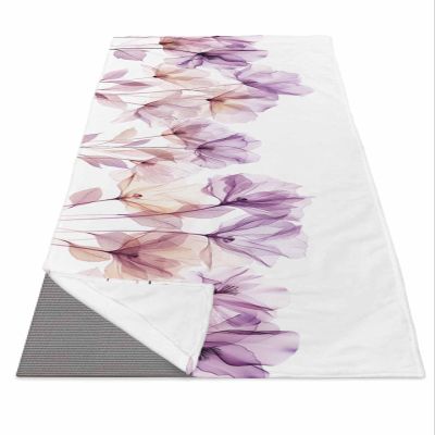 Yoga Mat Towel, Watercolor Gradient Flowers Non Slip Hot Yoga Mat Towels with Corner Pockets, Minimalist Modern Plant Art Soft Sweat Absorbent Yoga Blankets for Hot Yoga Pilates Workout,26"x70"