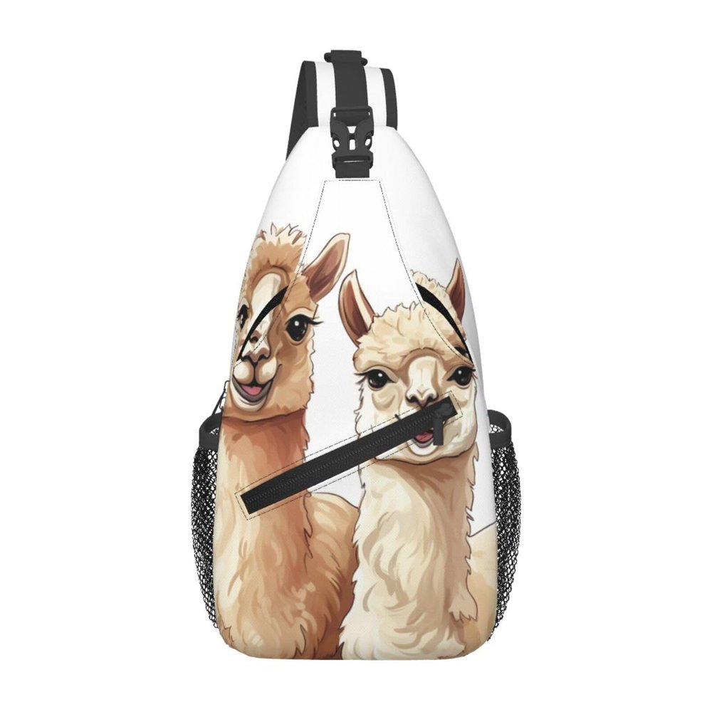 Dwrepo Sling Bag for Women Men Crossbody Bag Drawing Alpaca Chest Bag Hiking Daypack Fanny Pack Sling Backpack