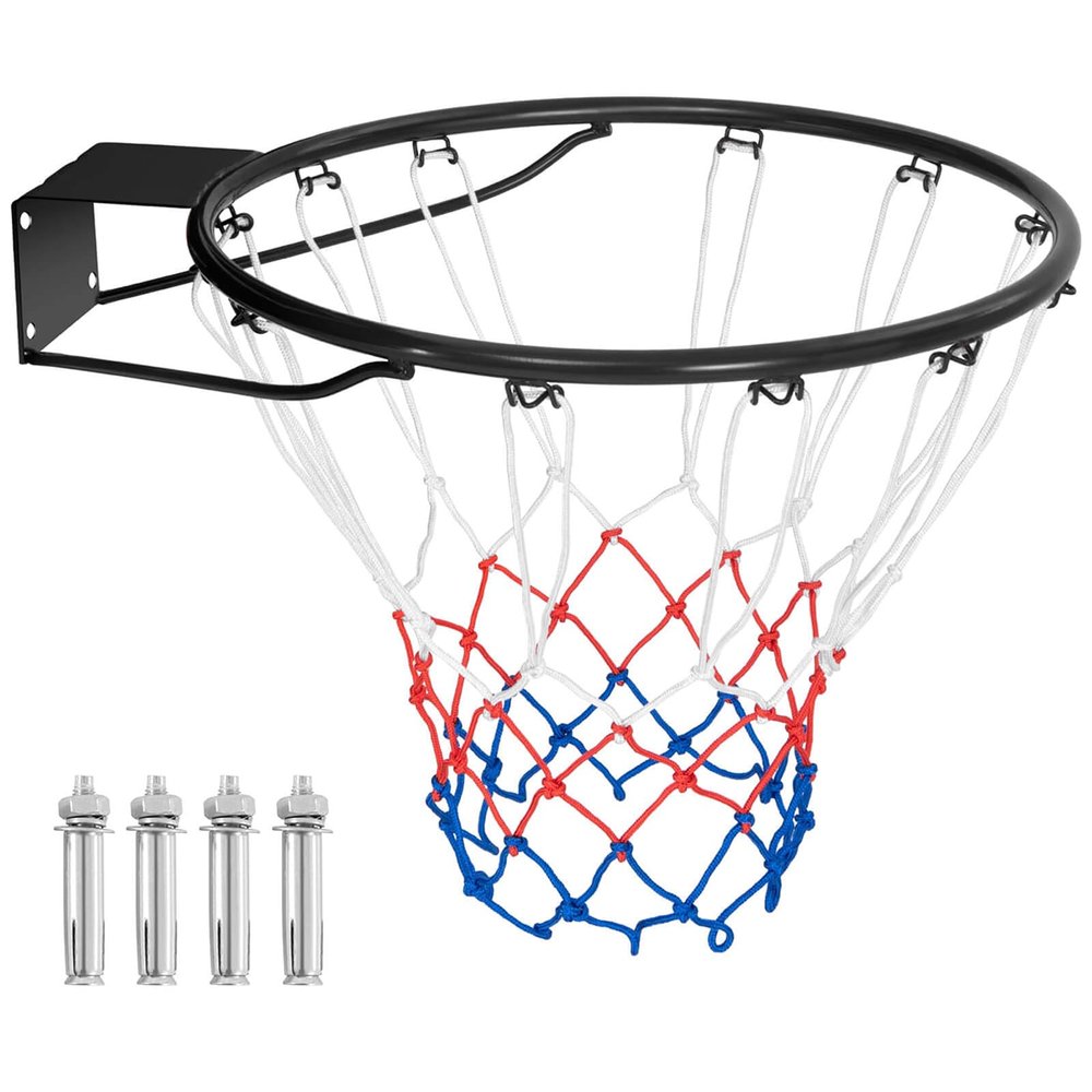 PQGKOBR Basketball Rim,18 inch Basketball Rim Replacement with All-Weather Net,Wall Door Mounted Basketball Hoop,Indoor Outdoor Hanging Basketball Rim Goal Outside