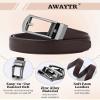 AWAYTR Boys Ratchet Belt for Kids - Black and Brown Leather Belts for Dress Pants Uniform Jeans (90cm,Gunmetal-Coffee) view 3