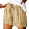 Shorts for Women 2024 Casual Drawstring Summer Shorts with Pockets Plus Size Bermuda Shorts Trendy Beach Shorts Khaki view 1