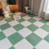 SUZEPER Plush Foam Interlocking Floor Mat with Border, Square Soft Climbing Area Rugs, Exercise Play Mats Floor Tiles for Home Parlor Bedroom(23.6x23.6x0.39in 10 Tiles, Green+White) view 1