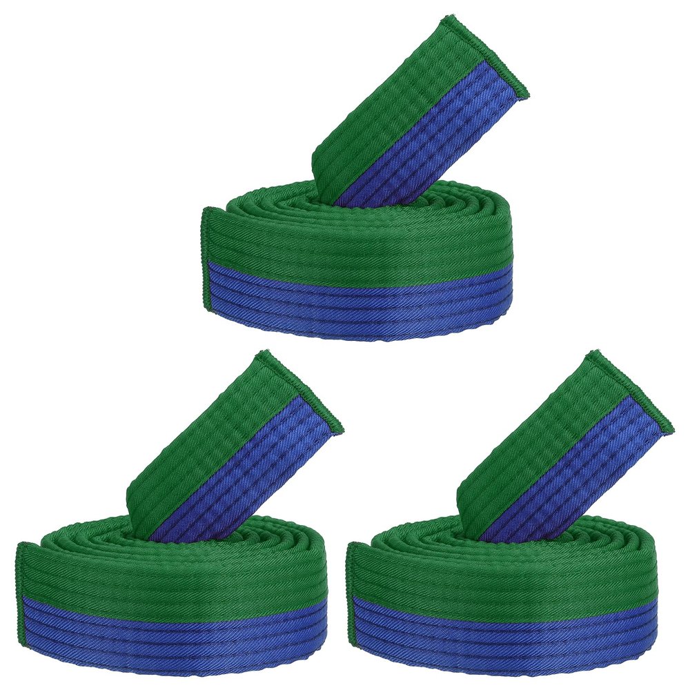 PATIKIL Taekwondo Colored Ranking Belt, 3 Pack 1.6" x6Ft 2M Polyester Martial Arts Judo Karate Belts for Coach Teaching Practice, Green and Blue
