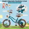 BABY JOY Kids Bike, 12 Inch Boys Girls Bike for 3-4 Years Old w/Training Wheels, Adjustable Seat, Removable Basket, Handbrake and Coaster Brake, Kids Bicycle (Turquoise) view 2
