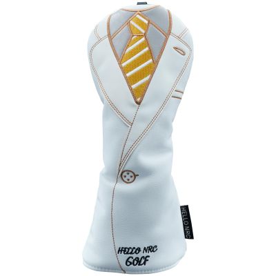 Gbourly Embroidery Pattern Suit Golf Club 3 5 Fairway Wood Head Cover Thick PU Leather and Soft Lining Clubs Headcovers, White
