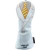 Gbourly Embroidery Pattern Suit Golf Club 3 5 Fairway Wood Head Cover Thick PU Leather and Soft Lining Clubs Headcovers, White view 1