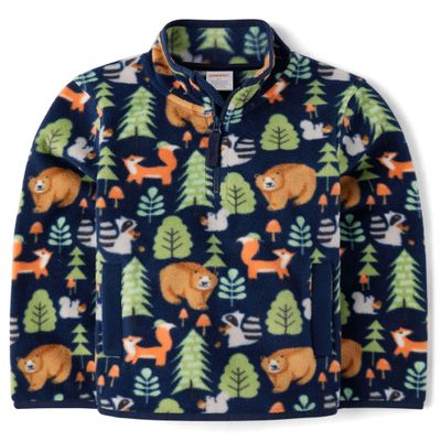 Gymboree,and Toddler Long Sleeve Cozy Microfleece Half Zip Pullover,Navy Forest,8