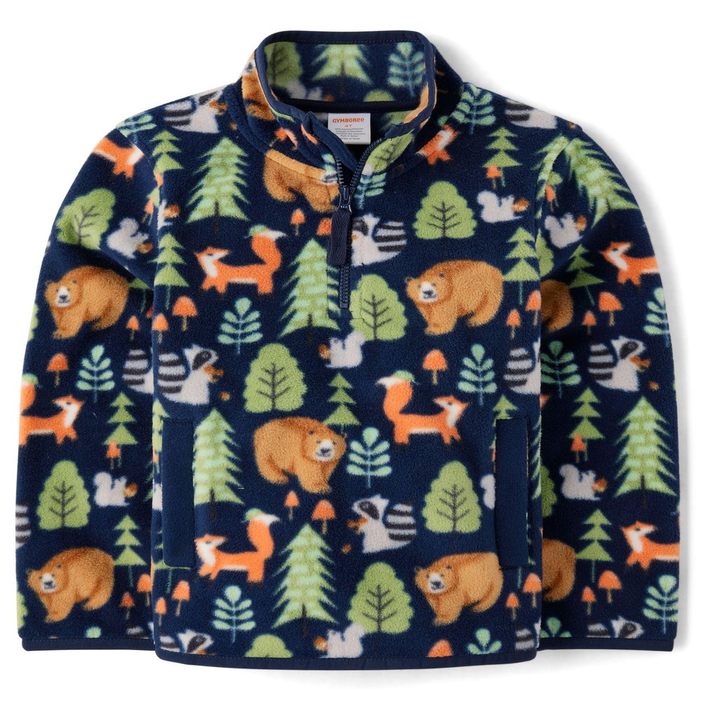 Gymboree,and Toddler Long Sleeve Cozy Microfleece Half Zip Pullover,Navy Forest,8