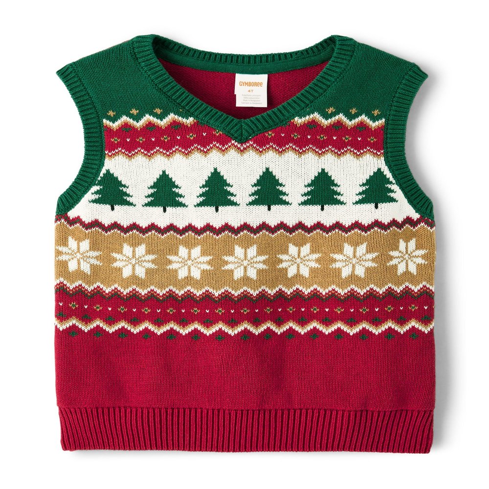 Gymboree,and Toddler Sweater Vest,Christmas Tree Fairisle,2T