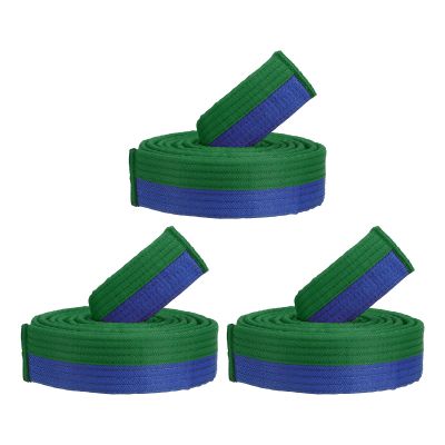 PATIKIL Taekwondo Colored Ranking Belt, 3 Pack 1.6" x8Ft 2.6M Polyester Martial Arts Judo Karate Belts for Coach Teaching Practice, Green and Blue