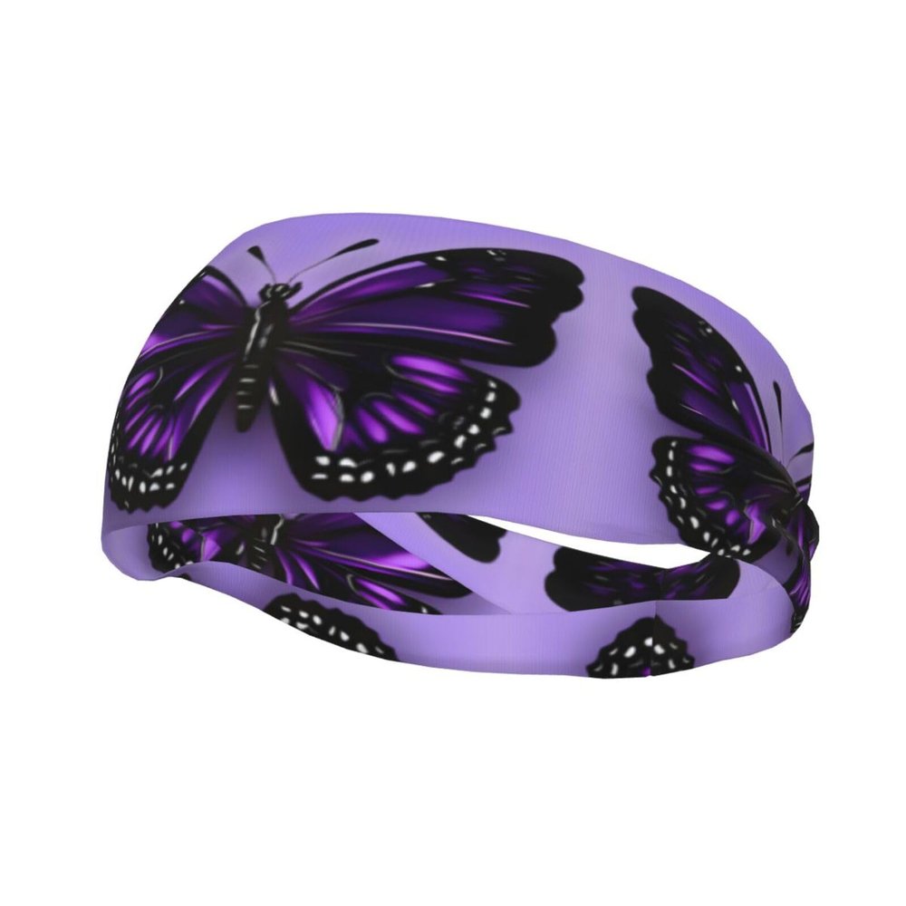 Dreamlike Purple Butterfly Print Headband for Men and Women - Stylish Unisex Sweatband - for Tennis Working Out Sports
