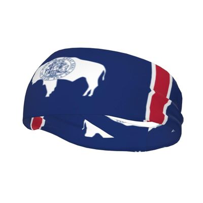 Wyoming State Flag Print Headband for Men and Women - Stylish Unisex Sweatband - for Tennis Working Out Sports