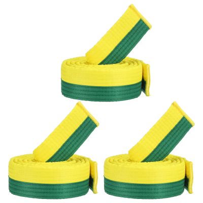 PATIKIL Taekwondo Colored Ranking Belt, 3 Pack 1.6" x5Ft 1.6M Polyester Martial Arts Judo Karate Belts for Coach Teaching Practice, Yellow and Green