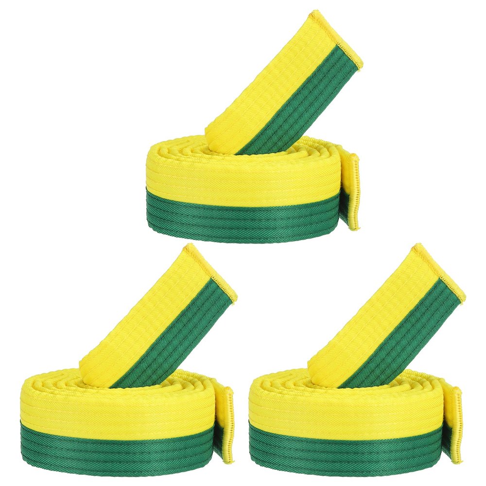 PATIKIL Taekwondo Colored Ranking Belt, 3 Pack 1.6" x5Ft 1.6M Polyester Martial Arts Judo Karate Belts for Coach Teaching Practice, Yellow and Green
