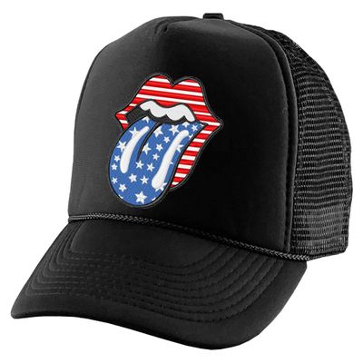 ALLNTRENDS USA Tongue Trucker Hat Embroidered 4th of July Cap USA Flag Hats Adjustable Caps (Black)