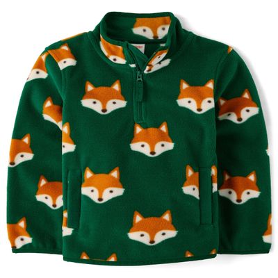 Gymboree,and Toddler Long Sleeve Cozy Microfleece Half Zip Pullover,Green Fox,6