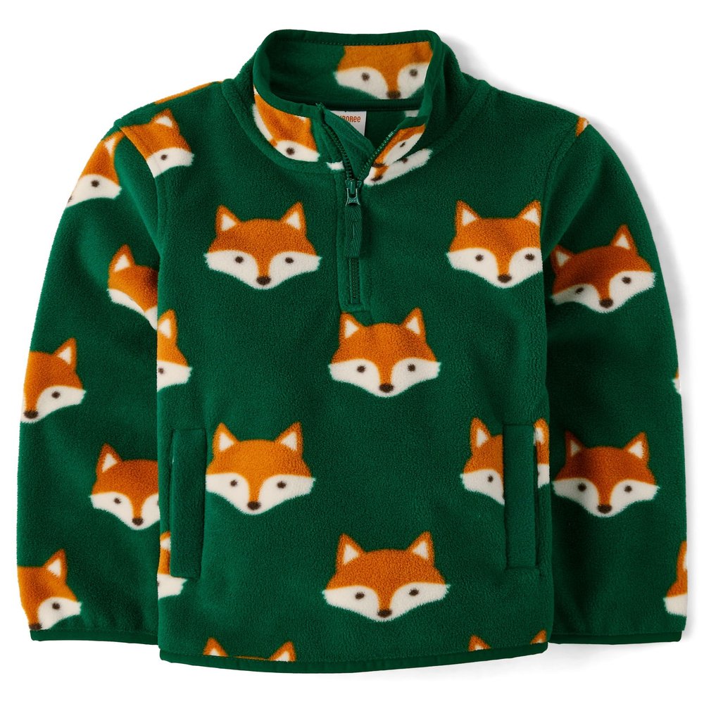 Gymboree,and Toddler Long Sleeve Cozy Microfleece Half Zip Pullover,Green Fox,6
