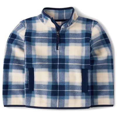 Gymboree,and Toddler Long Sleeve Cozy Microfleece Half Zip Pullover,Tidal Print Plaid,7