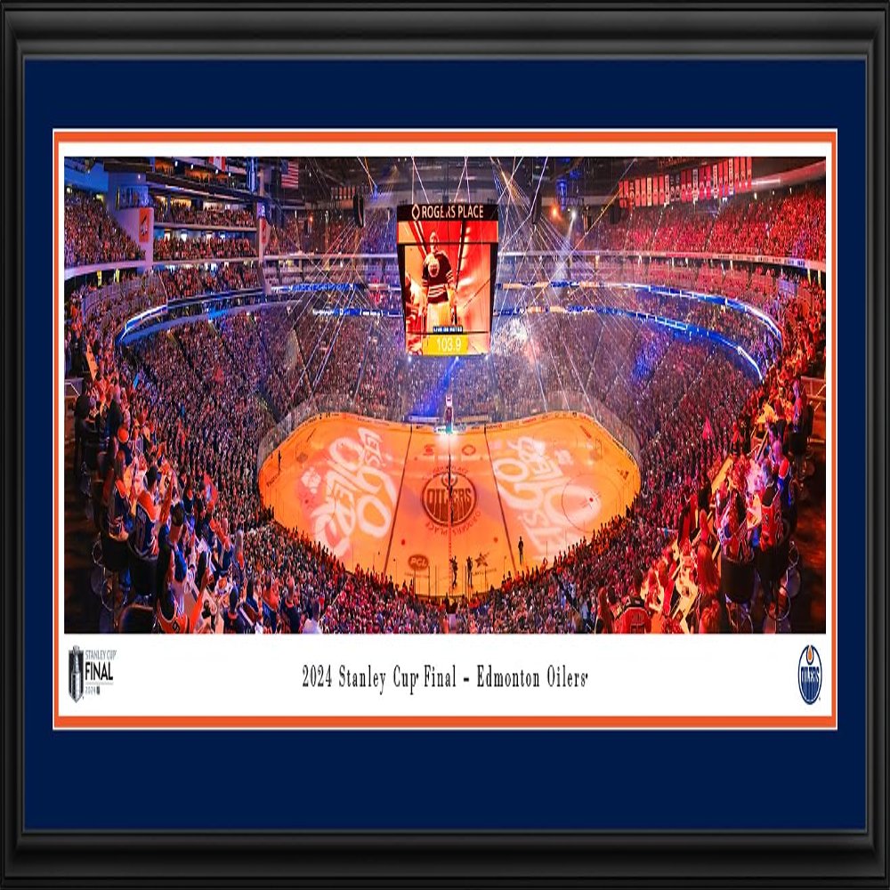 2024 NHL Stanley Cup Final, Edmonton Oilers - Double Mat, Deluxe Framed Picture by Blakeway Panoramas (44"W x 18"H)