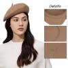 Classic Wool Beret Hats for Women Man Painter hat French Beret for Man Woman Warm Winte. (Khaki) view 2