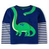 Gymboree,and Toddler Embroidered Graphic Long Sleeve Layered T-Shirts,Blue Striped Dino,18-24 Months view 1