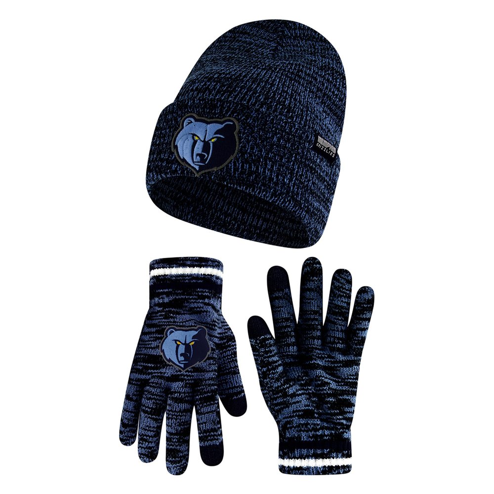 Ultra Game NBA Official Men's Super Soft Winter Beanie Knit Hat with Extra Warm Touch Screen Gloves, Memphis Grizzlies, Team Color, 1SIZE