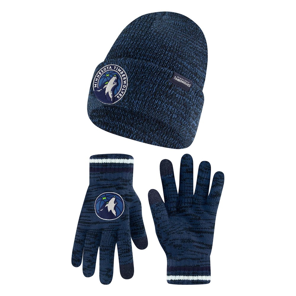 Ultra Game NBA Official Men's Super Soft Winter Beanie Knit Hat with Extra Warm Touch Screen Gloves, Minnesota Timberwolves, Team Color, 1SIZE