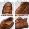 didopery Mens Hand Stitching Leather Lace Up Ankle Boots Casual Vintage Non Slip Flats Arch Support Loafers for Hiking Walking Driving Chukka Boots (Green,13.5) view 2