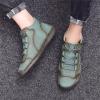 didopery Mens Hand Stitching Leather Lace Up Ankle Boots Casual Vintage Non Slip Flats Arch Support Loafers for Hiking Walking Driving Chukka Boots (Green,13.5) view 3