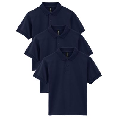 Gildan Youth DryBlend Short Sleeve Polo, Style G8800B, 3-Pack, Navy, Large