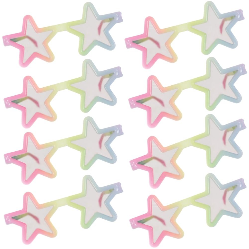 Amscan Multicolor Star-Shaped Luminous Glasses - 5" x 5" x 2" (Pack of 8), Fun Party Accessory for Special Occasions & Celebrations