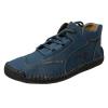 didopery Mens Hand Stitching Leather Lace Up Ankle Boots Casual Vintage Non Slip Flats Arch Support Loafers for Hiking Walking Driving Chukka Boots (Blue,9.5) view 1