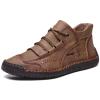didopery Mens Hand Stitching Leather Lace Up Ankle Boots Casual Vintage Non Slip Flats Arch Support Loafers for Hiking Walking Driving Chukka Boots (Khaki,9.5) view 1