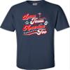5X-Large Navy Blue Mens Distressed Loves Jesus & America Too USA July 4th T-Shirt view 2