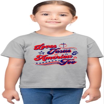 2T Oxford Toddler Distressed Loves Jesus & America Too USA July 4th Toddler T-Shirt