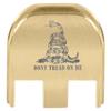 NDZ Performance Slide Back Plate for Glock Gen 5 Models 17 19 19X 22 23 26 27 34 45 47  9mm/.40  Laser Engraved Brass  Don't Tread On Me Snake, Silver Fill  Made in USA view 1