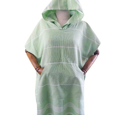CHIMARIVA Hooded Beach Poncho, Handmade Personalized Turkish Cover Up, Customizable Unisex Surf Hoodie, Hooded Bath Towel for Adults, Quick Dry Cotton, Lightweight, Sand Proof Beachwear (Lime Green)