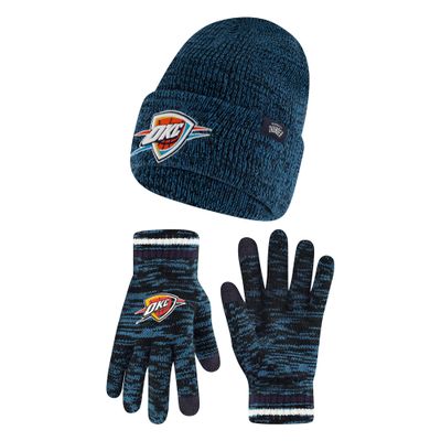 Ultra Game Youth NBA Official Super Soft Winter Beanie Knit Hat with Extra Warm Touch Screen Gloves, Oklahoma City Thunder, Team Color, 1 Size