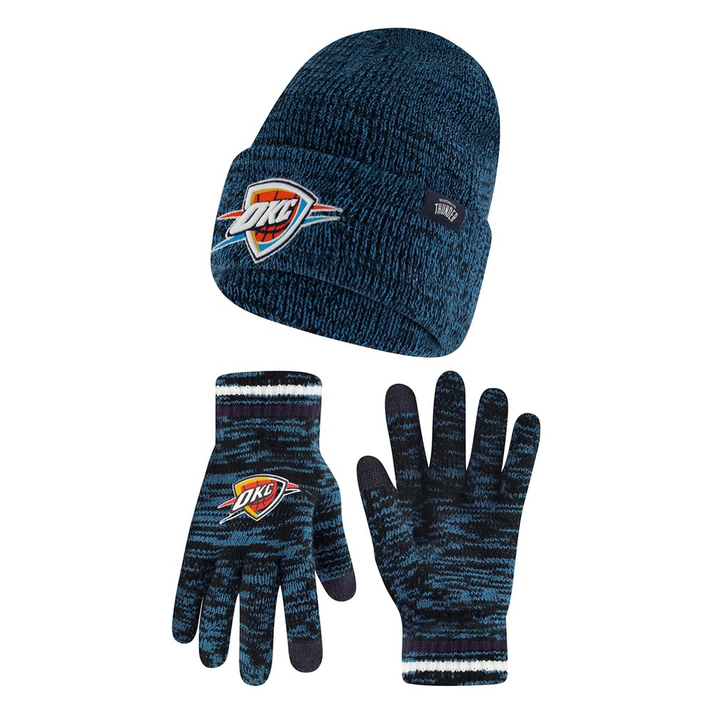 Ultra Game Youth NBA Official Super Soft Winter Beanie Knit Hat with Extra Warm Touch Screen Gloves, Oklahoma City Thunder, Team Color, 1 Size