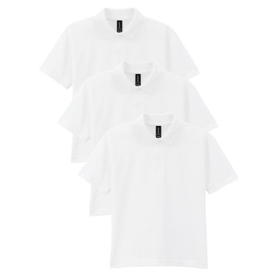 Gildan Youth DryBlend Short Sleeve Polo, Style G8800B, 3-Pack, White, X-Large