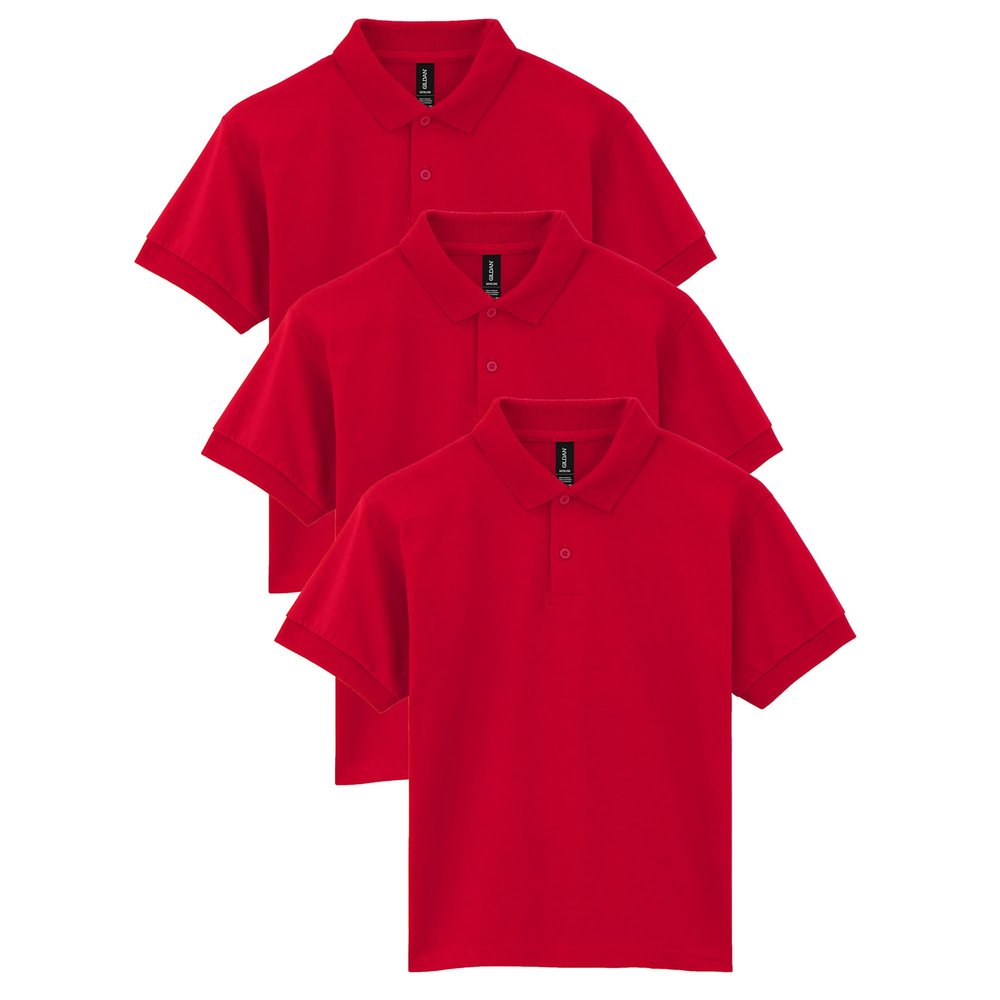 Gildan Youth DryBlend Short Sleeve Polo, Style G8800B, 3-Pack, Red, X-Large