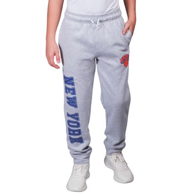 Ultra Game Youth NBA Official Super Soft Game Day Jogger Sweatpants, New York Knicks, Heather Gray, 7