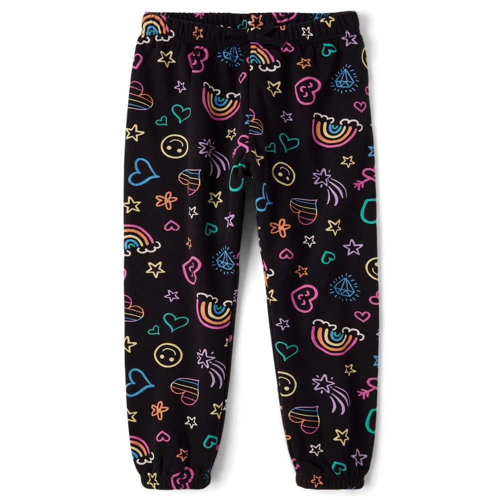 The Children's Place,Girls,Active Jogger Pants,Black Doodle Icons,Small
